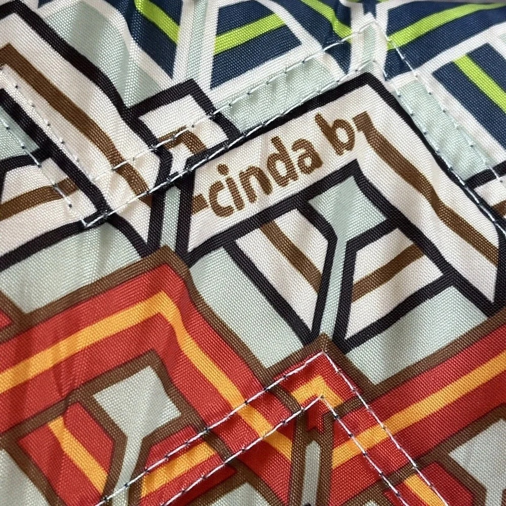 Cinda B Backpack Tote‎ Quilted Bag Beige Chevron Geometric
